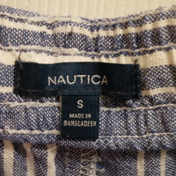 Nautica Women's Linen Blend Blue & White Striped Pull-On Elastic Waist Shorts S - Picture 4 of 8